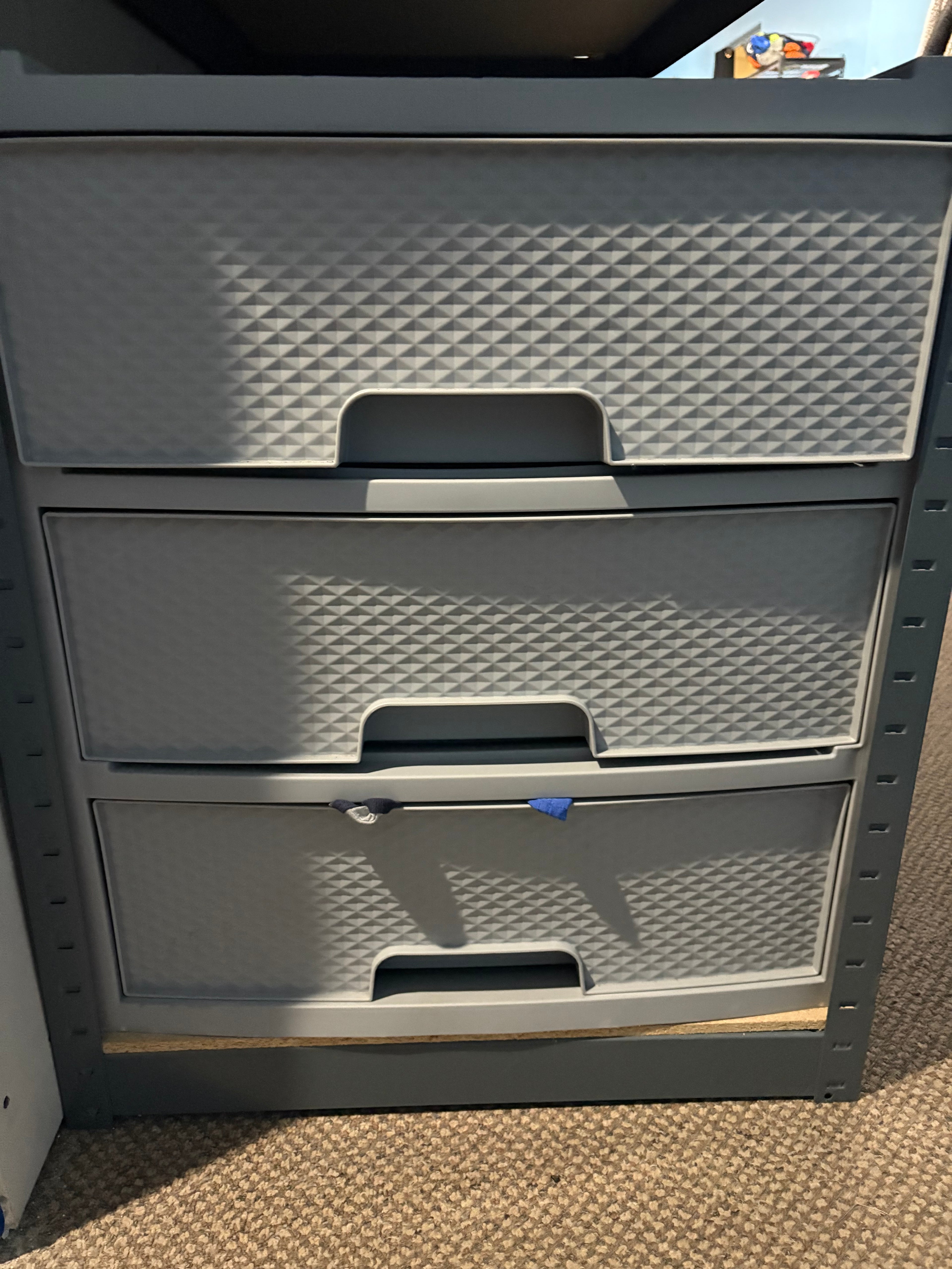 3 drawer plastic drawer storage unit