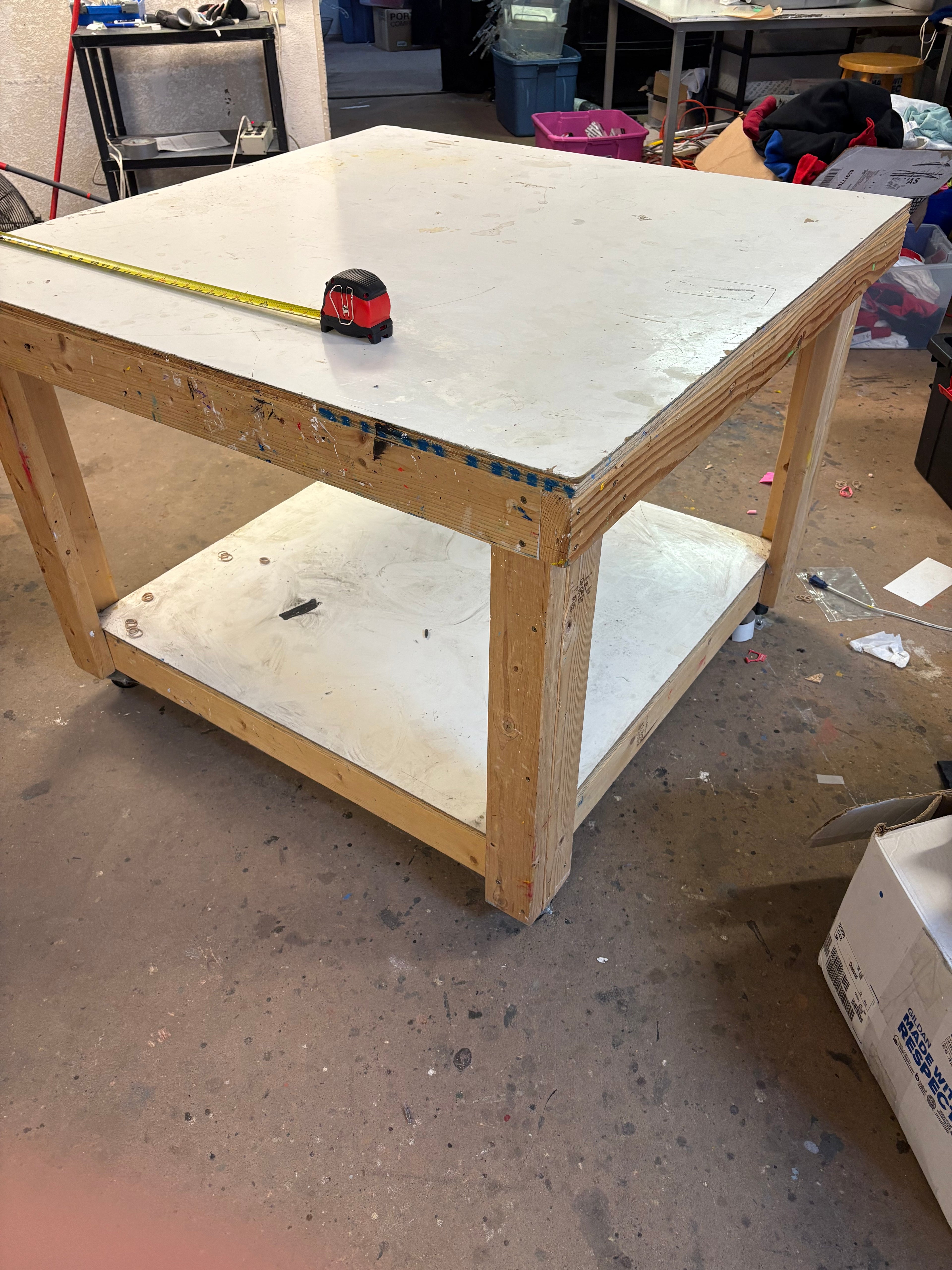 Custom-Built 4 ft × 4 ft Rolling Shop Table – Heavy Duty Beast on Wheels!