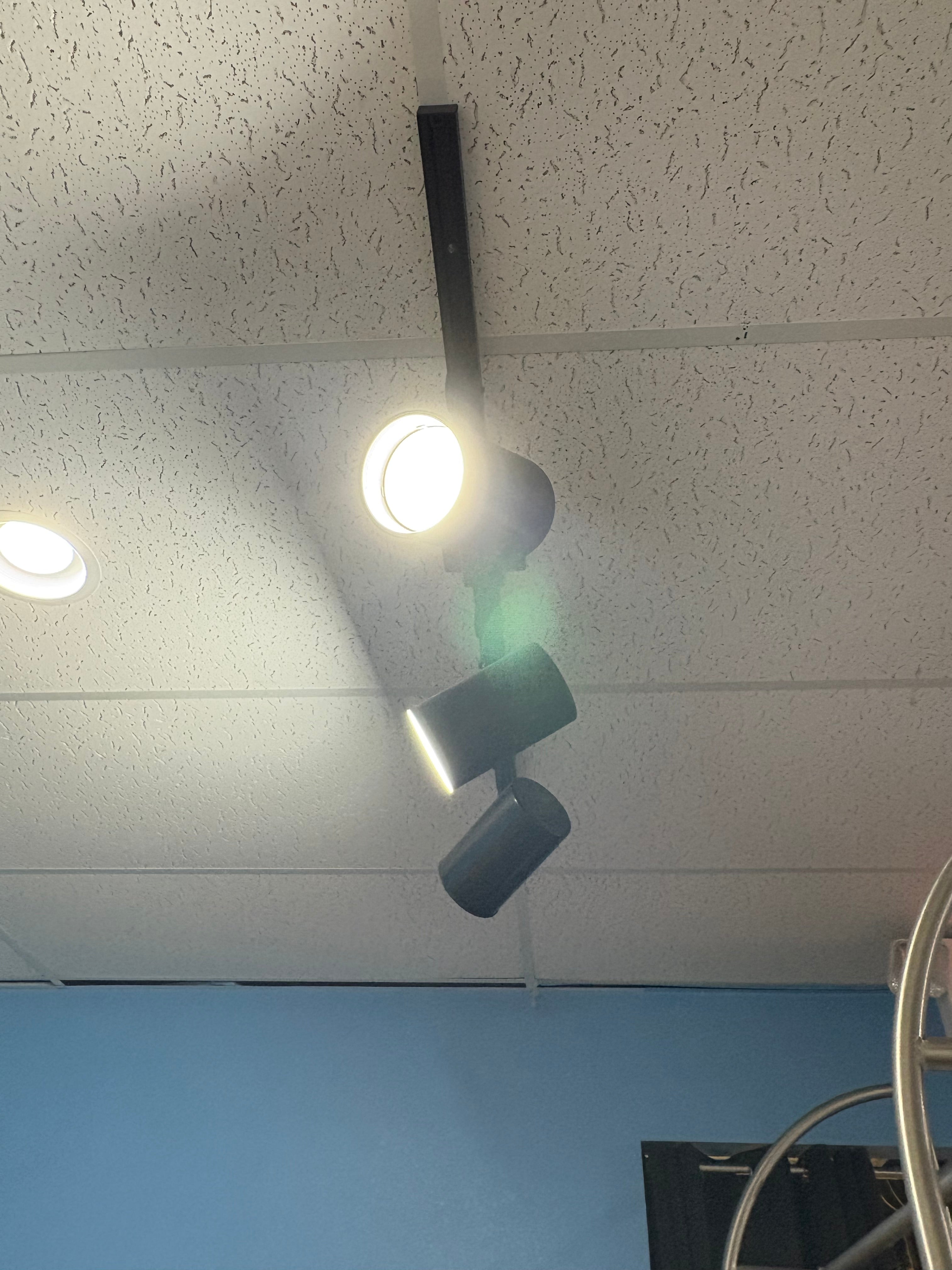 Black Track Lighting System – 9 Lights Total (6 + 3) – Buyer Removes