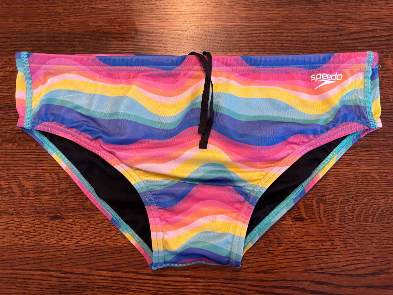 NEW SPEEDO Rainbow Wave One Print Swim Briefs Bottom